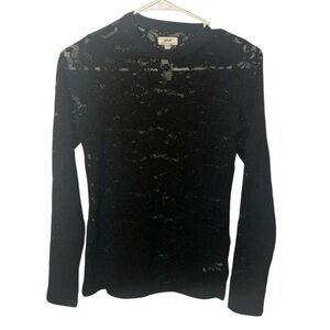 Aerie Black Lace Long Sleeve Top